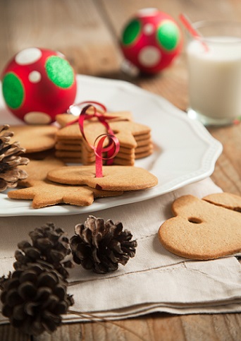 Christmas gingerbread cookies with festive decoration