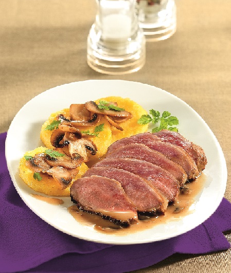 canard aux cepes et polenta