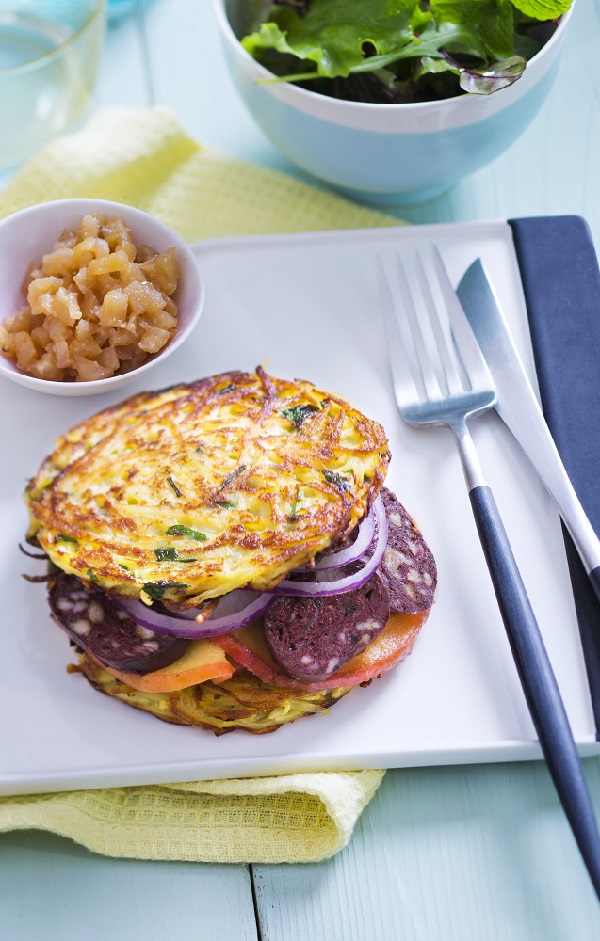 Burger boudin noir galettes de pdeterre