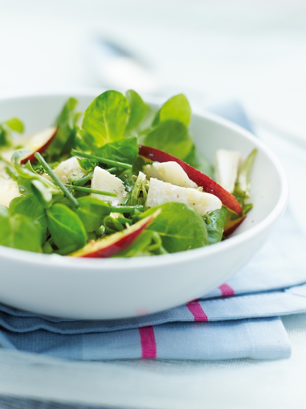 salade de mache nectarine et chevre sec le Grand Pastis