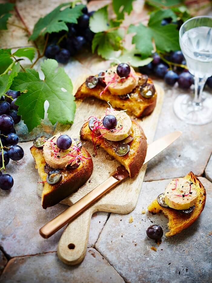 les crostini de foie gras au muscat du ventoux