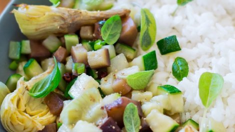 riz végétarien aux légumes grillés
