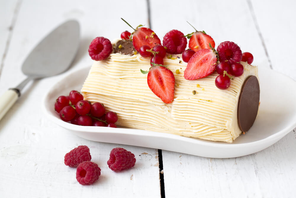 Bûche vanille et fruits rouges