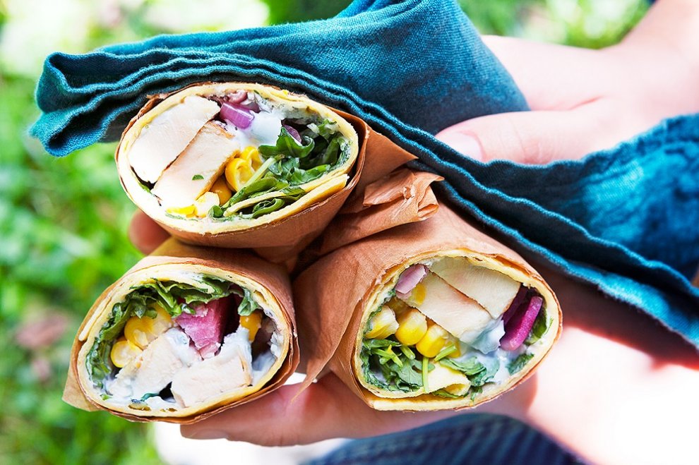 Wrap de poulet à la crème de fromage bleu pour le pique-nique