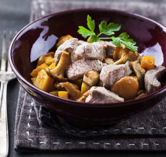 agneau-poêlée de champignons