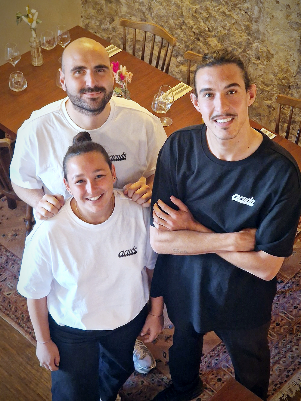 L'équipe du restaurant Acuda, Geoffrey, Marie, Valentin