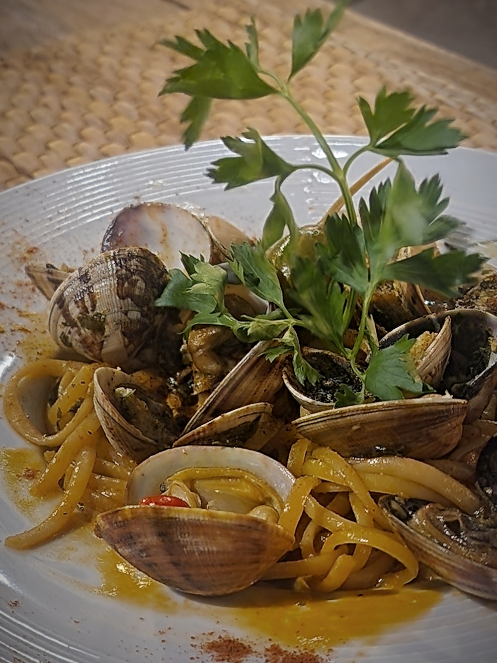 Linguine aux palourdes servies à La Cantine de Lynn, à la Madrague de Montredon