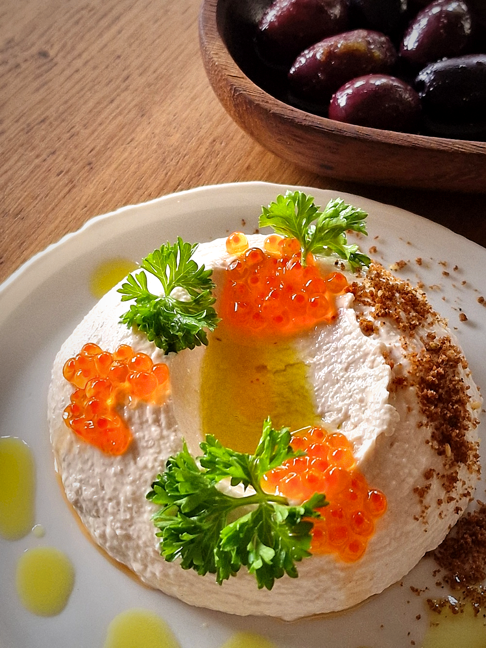 Hemera, restaurant grec contemporain à Marseille, tarama aux œufs de truite