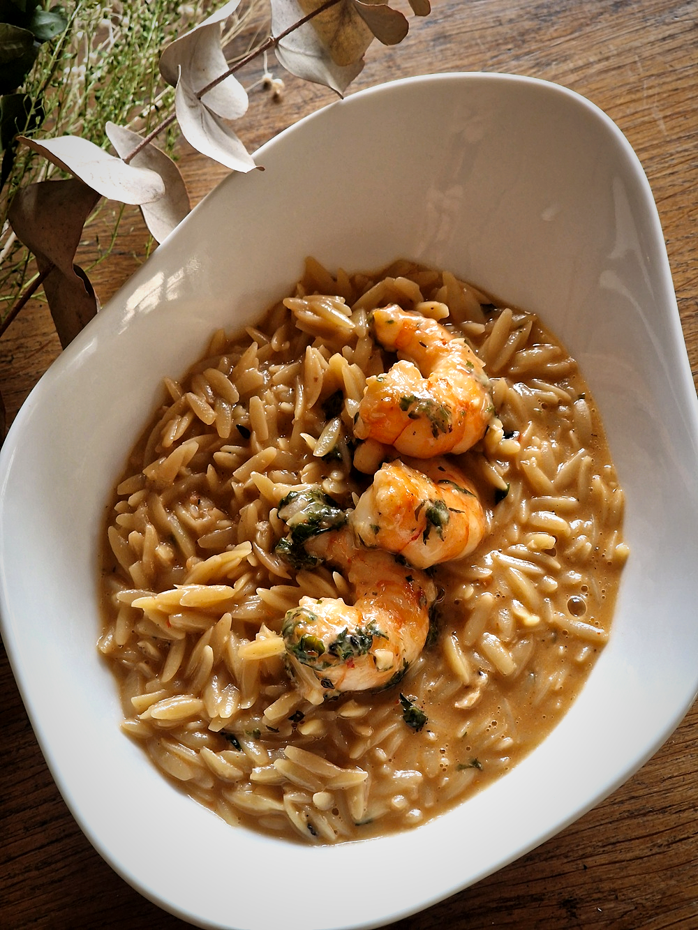 Hemera, restaurant grec contemporain à Marseille, orzoto bisque gambas